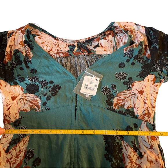 NWT Free People Mikayla Floral Printed Tunic Green Balsam Combo XS - Picture 4 of 8